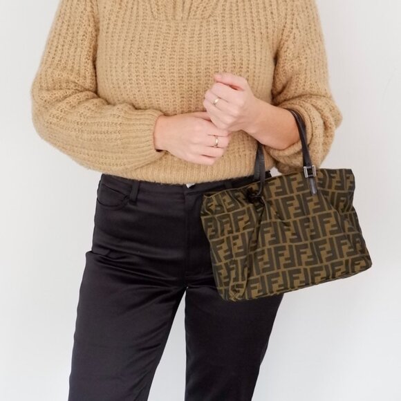 Authentic Preowned Vintage Fendi Brown Zucca Canvas Handbag - Picture 16 of 16